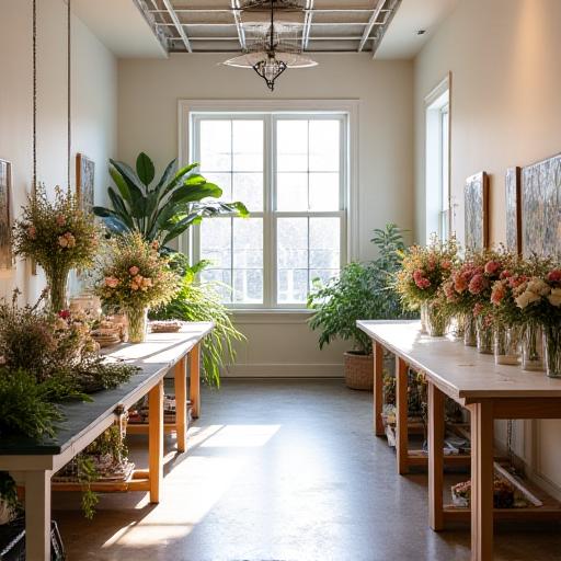 The bright and airy interior of the Aeolian Flora design studio in Oxford.